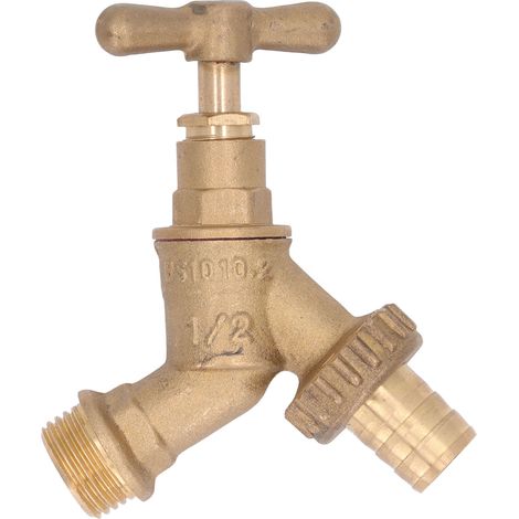 Irrigation Hose Bibb 1/2in Outlet 3/4in Inlet Brass Faucet High Strength Wear Resistant Hose Spigot for Commercial