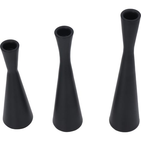 3 Pièces Porte-Bougies Noirs en Fer Forgé - Style Moderne Rétro avec Finition Noir Mat - Idéal pour Décoration d'Intérieur Élégante (1/5)