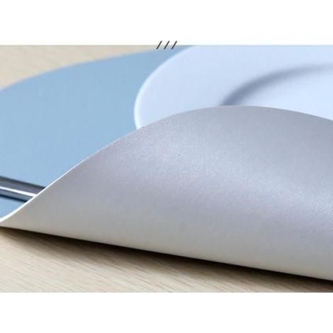 Set de table, Set de table en cuir double face, utilisé pour table à manger, fête, réunion de famille (bleu ciel 1pcs) (1/4)