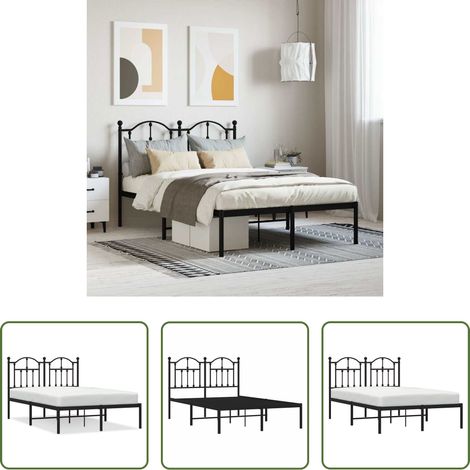 vidaXL Estructura cama sin colchón con cabecero metal negro 120x200 cm (1/5)