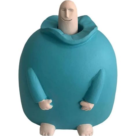 La figure bleue du doigt du milieu de la statue drôle de résine décorant le bureau (1/5)