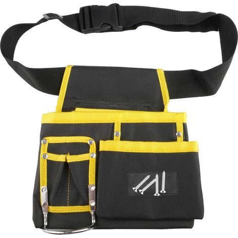 Ceinture à outils, pochette à outils, 6 poches magnétiques amovibles et réglables pour homme, ceinture de travail en tissu Oxford avec porte-marteau, pour électriciens, charpentiers (1/5)