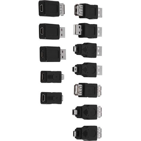 Packung mit 12 USB 2.0 Stecker/Buchse Adaptern für Micro- und Mini-Anschlüsse (1/5)