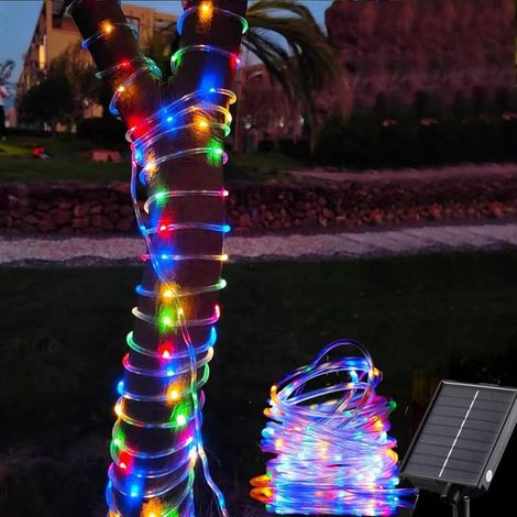 Guirlande Solaire Extérieur Tube, 32m 300 LED Guirlande Lumineuse Solaire 8 Modes,Décoration Jardin, terrasse, Balcon,Multicolore (1/5)