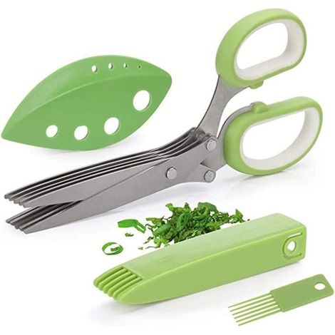 Ciseaux à Herbes,coupe et déchiquetage d'herbes polyvalentes,ciseaux de coupe d'herbes de cuisine pour oignon vert frais,basilic (1/4)