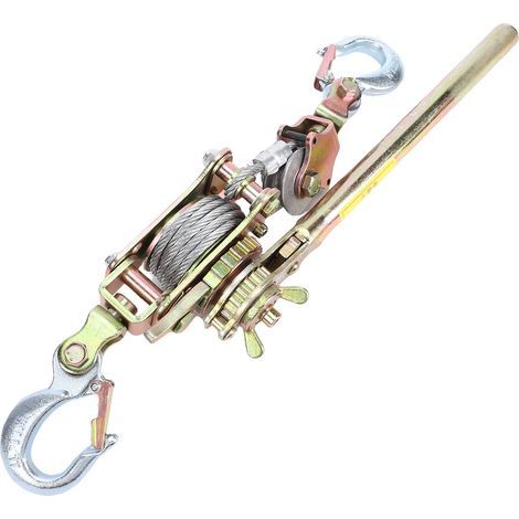 Tire Fort Dispositif, Manuel Treuil Horizontal à Cliquets, Tire Cable Fort avec 2 Crochets pour Remorque ou Effacer Les Débris, Portable Tendeur Acier avec Poignée Antidérapante(1T)
