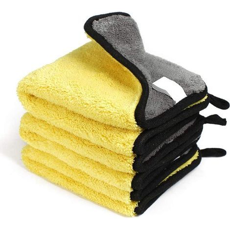 Lot de 3 Chiffons Microfibre Voiture, 1200GSM Ultra Absorbant Serviettes en Microfibre - Séchage Rapide, Réutilisable pour Nettoyage, Polissage de Voiture ou Usage Domestique, 30x30cm (1/5)