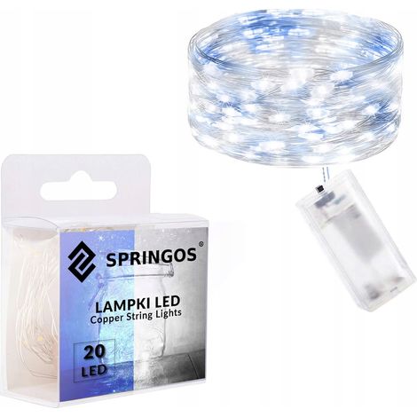 DRAHTLICHTER 20 LED MIT BATTERIE WEISS BLAU