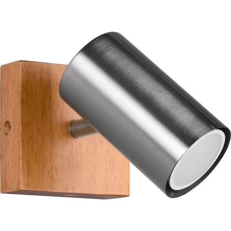 Wand Spot Strahler Lampe Holz Ess Zimmer Leuchte verstellbar Flur Beleuchtung im Set inkl. LED Leuchtmittel