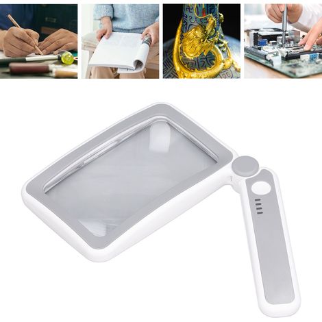 Tragbare 4-fach faltbare Lupe 10863-10LC mit 10 LEDs, quadratische Lupe, wiederaufladbar, Berührungsschalter, dreistufige Dimmfunktion (1/5)