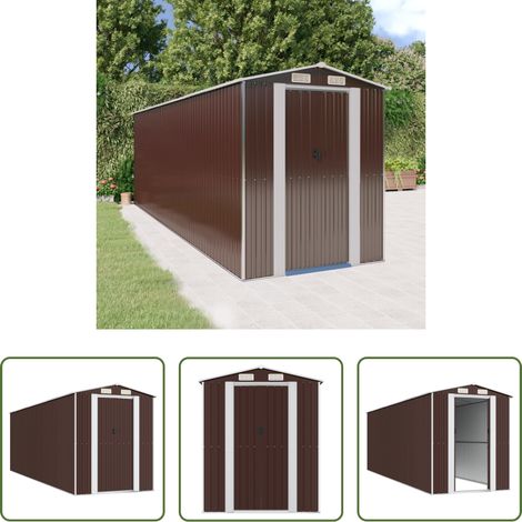 vidaXL Poolzubehör - Geräteschuppen Dunkelbraun 192x606x223 cm Verzinkter Stahl (1/5)