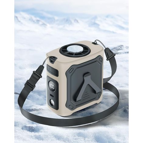 2026 Portable Cooling Fan, 29H Rechargeable 8000mAh USB-C Battery, 5 Speeds 13000 RPM, with LED Light and SOS for Construction Site, Camping, Hiking, Work, Apricot