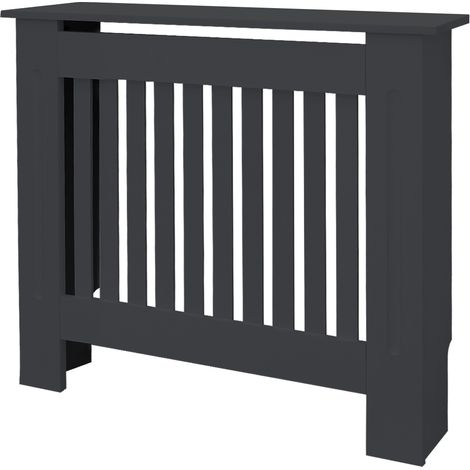 ECD Germany Heizkörperverkleidung Landhausstil 78x19x82cm Anthrazit aus MDF lackiert für Schlafzimmer Wohnzimmer Heizungsverkleidung Heizkörperabdeckung Heizungsabdeckung Heizung Heizkörper Abdeckung (1/5)