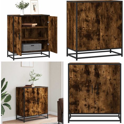 vidaXL Sideboard Räuchereiche 68x35x76 cm Holzwerkstoff und Metall (1/5)