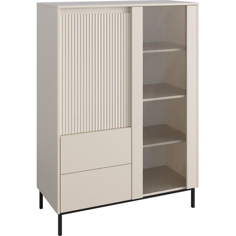 Étagère Comfivo Delruva, Cachemire, Fermé, Avec tiroirs, Avec des portes, MDF, Stratifié, Verre trempé, Le nombre de portes: 0, Nombre de tiroirs: 0, 146x104x50cm (1/5)