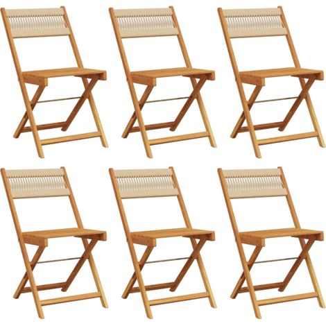 Gartenstühle 6 Stk. Klappbar Beige Massivholz Akazie vidaXL