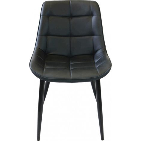 Sedia larga da interno sala da pranzo con struttura in metallo e seduta morbida rivestita in ecopelle No Arm - Black (1/5)