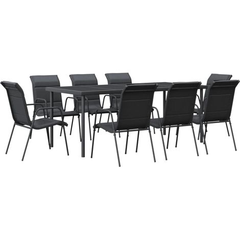 Maison Exclusive - Set da Pranzo da Giardino 9 pz Nero in Acciaio e Textilene