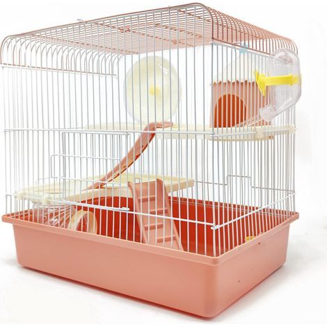 Hamsterkäfig aus Kunststoff mit Futternapf, Wassernapf, Laufrad und Häuschen für Nagetiere (1/5)