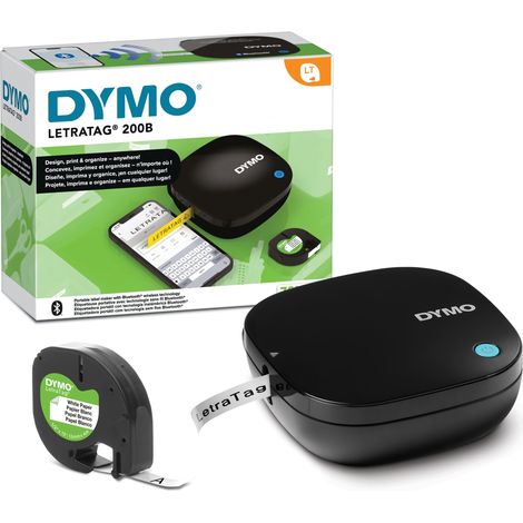 DYMO LetraTag 200B Bluetooth Etiquetadora Impresora de etiquetas compacta Se conecta mediante tecnología inalámbrica Bluetooth a iOS y Android Incluye 1 cinta de etiqueta de papel blanco (1/5)