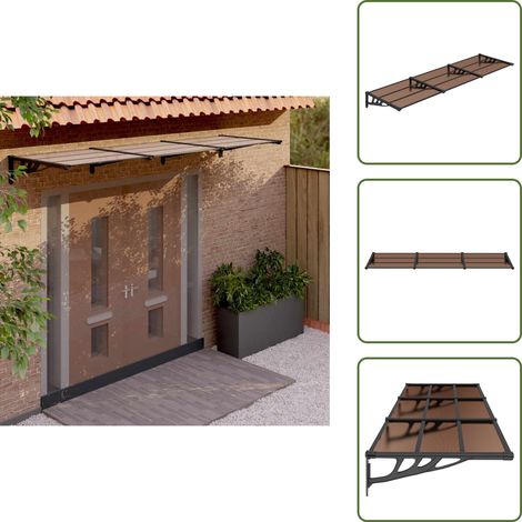 Auvent de porte Noir 297,5x90 cm Polycarbonate - Auvent De Porte - Abri Porte - Protection Contre La Pluie - Store Extérieur - Porch Awning (1/5)