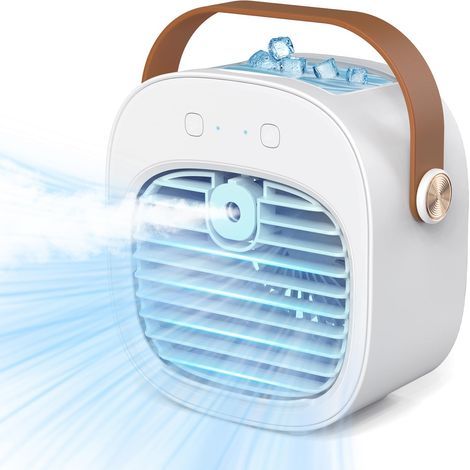 Mini climatiseur portable rechargeable 3600mAh avec 3 réglages de vitesse, 3 à 6 heures d'autonomie, ventilateur de refroidissement de bureau silencieux, refroidisseur d'air personnel pour la maison (1/5)