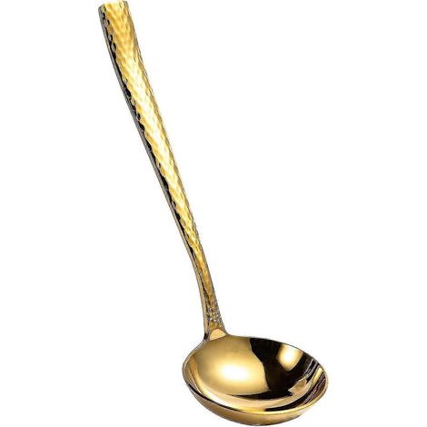 7,67 Zoll kleine Schöpfkelle, gehämmerter Löffel aus 18/10 Edelstahl, Suppenkelle, Saucenkelle für Boote (Gold) (1/5)