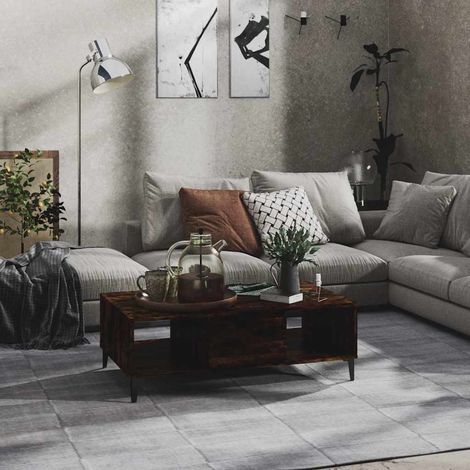 813179 vidaXL Coffee Table Smoked Oak 103,5x60x35 cm Engineered Wood (1/5)