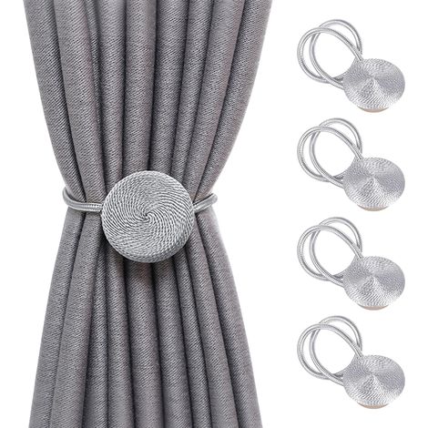 4 Pièces Embrasses de Rideau Magnétiques Embrasses de Rideaux, Boucle de Rideau Retenues de Draperie Magnétique pour Chambre, Salon, Décoration de Bureau(Gris) (1/5)