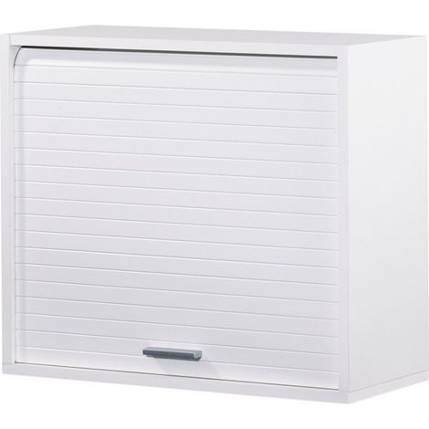 Beaux Meubles Pas Chers – Meuble de cuisine blanc à rideau – 1 étagère réglable – Largeur 60 cm – Hauteur 53,6 cm – Profondeur 25 cm – Panneaux mélaminés E0.5 (1/8)