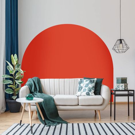 Autocollant Lit Tête de Lit Arche Stickers Muraux Grand Papier Peint Demi Cercle pour Décoration Salon et Chambre L115 x H115 cm Rouge (1/5)