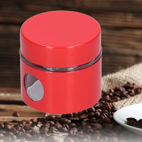 Boîte de Conservation Mini Portative pour Thé ou Café - Stockage Stainless Steel 40g Rouge - Jar Design avec Couvercle Verre - Étui Cuisine Simple Style - Kit de 1 Pièce (1/5)