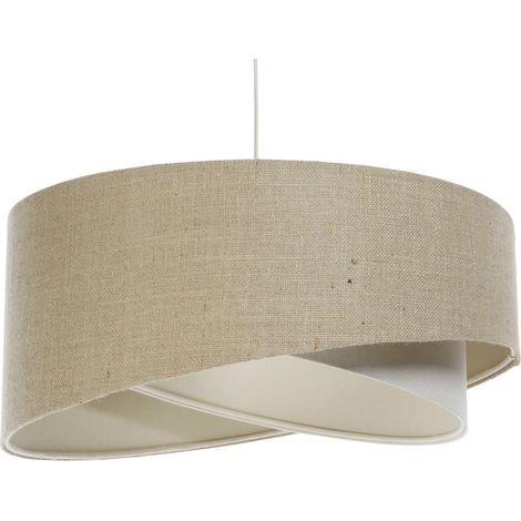 Suspension boho en lin et chanvre ambiance chaleureuse - Ø 60 cm - H25 cm (1/5)