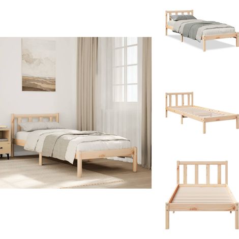 Massivholzbett Extra Lang ohne Matratze 80x210 cm Kiefernholz - Bettrahmen - Bettgestell - Bett - Einzelbett (1/5)