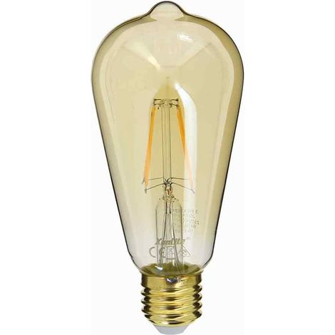 Ampoule LED E27 Vintage ST64, culot E27, éclairage 320° - Lampe filament rétro 3,8W équivaut 30W, 350 lm, blanc chaud - Bulbe décoratif Xanlite RFDE400STA, usage salon ou suspension. (1/5)