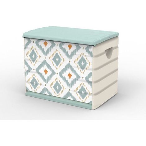 Arcón de almacenamiento PLASTIKEN Vintage 260 L 80 x 61 x 53 cm plástico beige claro tapa azul-verdoso claro