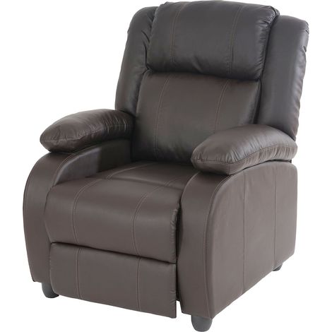 Poltrona relax TV regolazione sincrona dello schienale e del poggiapiedi in PVC caffè 040006900