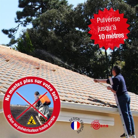 Pulvérisateur haute portée 10m – Pour démoussage toiture et façade – Longueur flexible 4m – 7 jets différents