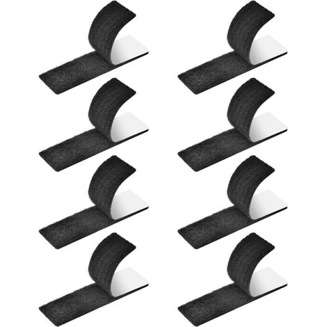 Bandes Auto-agrippantes Double Face Application Facile Peel And Stick en Nylon et Polyester Lot de 8 Coussinets Adhésifs Noirs Antidérapants pour Fixation de Canapé et Tapis (1/5)