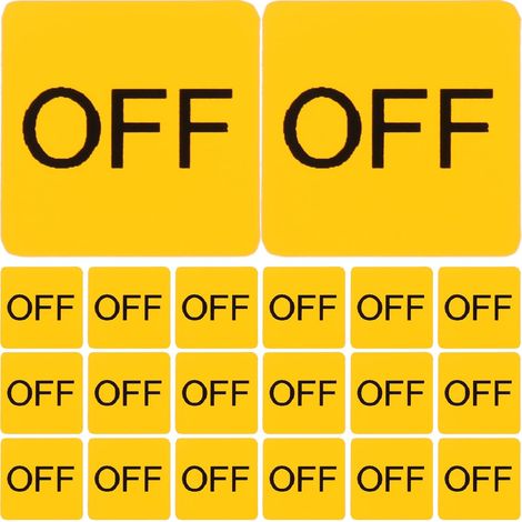 Autocollants Pvc On/off Jaunes pour Interrupteur, 20 Pièces, Légers et Faciles à Appliquer sur Surface Plane, pour Salon et Bureau (1/5)