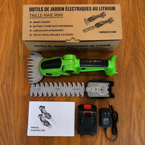 Taille-haie sans fil portatif 24V vert clair avec 1 batterie et 1 chargeur vert 24v 13003 1.7 36 × 13 × 12 cm 1,7 kg – Livraison gratuite