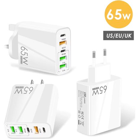 Nouveau chargeur de téléphone portable à charge rapide PD65W 5V4APD + adaptateur multiport 3USB (1/2)