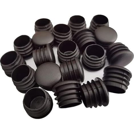 Ecleanfy - Bouchon rond en plastique, 20 pièces, embouts de tuyau noirs, patins de chaise, embouts ronds, protection pour tuyau de chaise/pied de meuble (25 mm) (1/5)