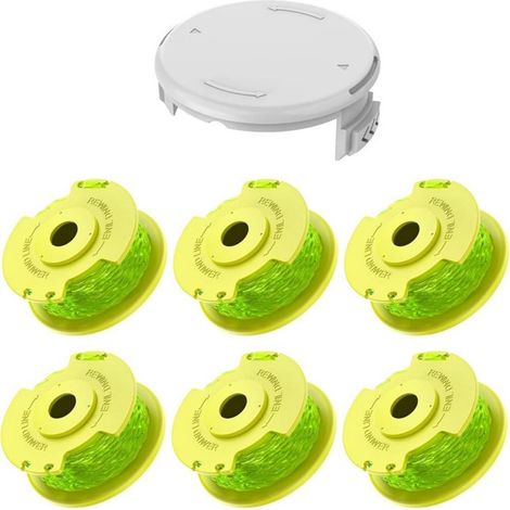NURIA-Kit R6+1 Vert : Accessoires pour tondeuse RYOBI - Tête de coupe AC80RL3/AC14HCA et fil de coupe (1/5)