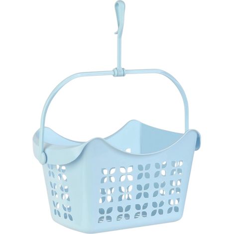 1 panier à pinces à linge avec crochet et poignée de transport - Panier à pinces à suspendre à une corde à linge et à l'étendoir - Panier suspendu en plastique PP - 24 x 14,5 x 13 cm (1/4)