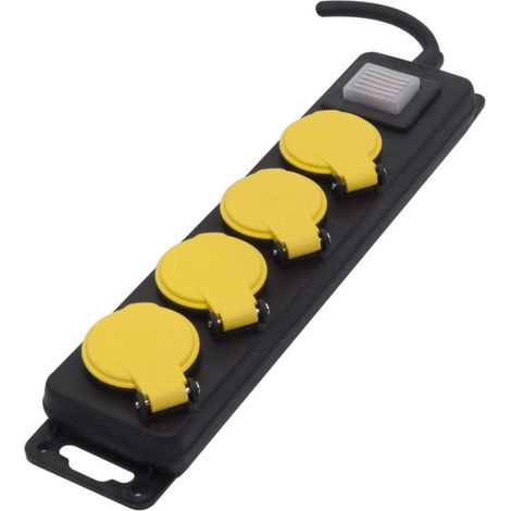 Bloc Multiprise Étanche 4 X16A avec Interrupteur Câble 3m Noir (1/3)