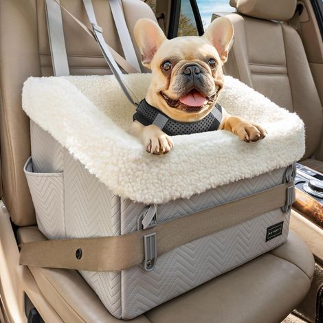 Hunde Autositz für kleine Hunde, erhöhte Sicht, wasserdicht, waschbar, hellgrau (1/5)