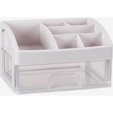 Commode à bijoux, rangement de bureau pour produits de beauté, boîte à cosmétiques multifonctionnelle en plastique transparent avec étagères et tiroirs