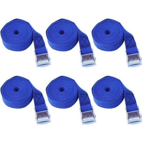 6er Set Spanngurte mit Ratsche 25mm x 3m Navy Blau