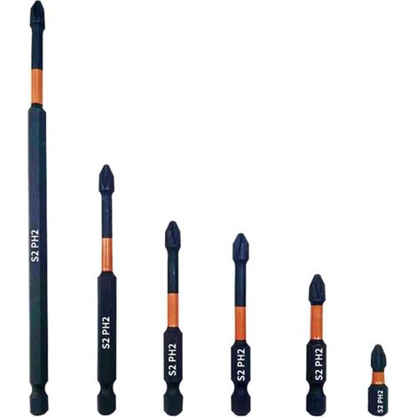 Embouts impact, 6 embouts, PH2, S2, pour atelier et mécanique (1/5)